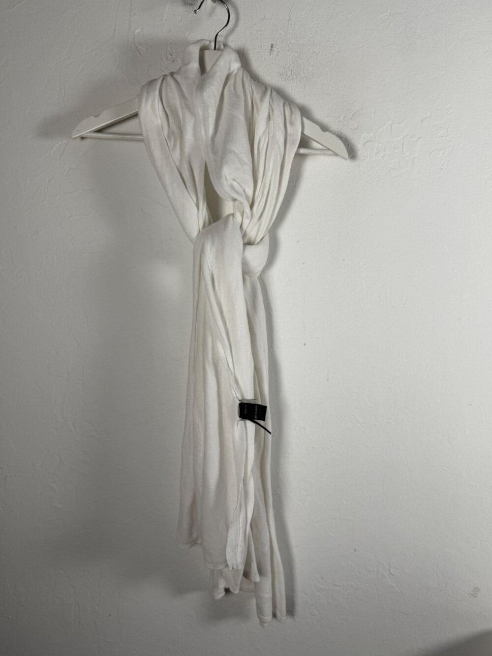 Lilith Womens White Knit Scarf 100% Cotton Made In France 80x26 Lightweight